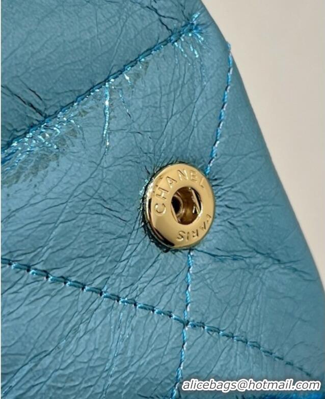 Best Price Chanel 22 Mini Bag in Metallic Calfskin AS3980 Blue 2025 Top Quality