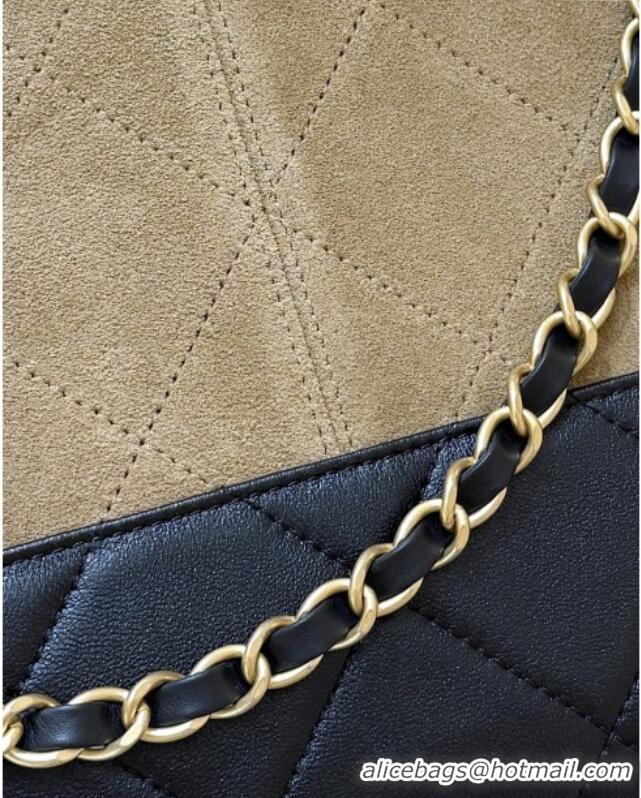 Best Price Chanel Suede Calfskin & Shiny Lambskin Shopping Bag AS5657 Beige/Black 2025 Top Quality