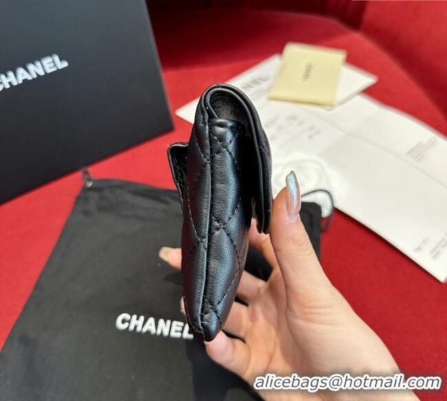 Luxury Cheap Chanel Quilted Lambskin Leather Pouch Belt 1.5cm with Chain CH091304 Black 2025