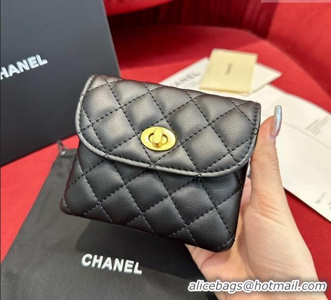 Luxury Cheap Chanel Quilted Lambskin Leather Pouch Belt 1.5cm with Chain CH091304 Black 2025