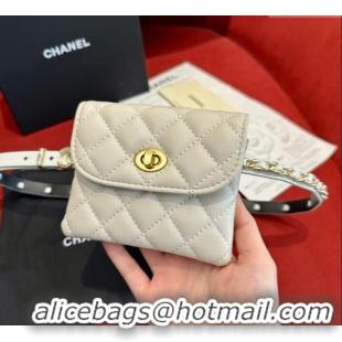 Best Quality Chanel Quilted Lambskin Leather Pouch Belt 1.5cm CH091304 White 2025