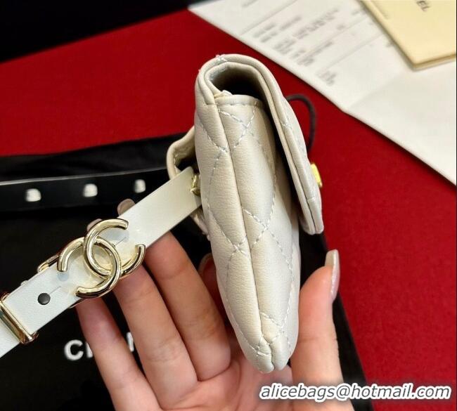 Best Quality Chanel Quilted Lambskin Leather Pouch Belt 1.5cm CH091304 White 2025