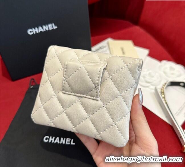 Best Quality Chanel Quilted Lambskin Leather Pouch Belt 1.5cm CH091304 White 2025