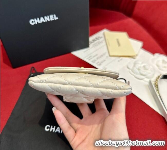 Best Quality Chanel Quilted Lambskin Leather Pouch Belt 1.5cm CH091304 White 2025