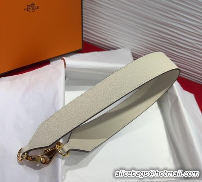 Super Quality Hermes Kelly Pocket Shoulder Strap in Leather 4x68cm HS091203 White/Gold 2025