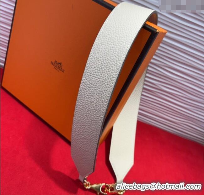 Super Quality Hermes Kelly Pocket Shoulder Strap in Leather 4x68cm HS091203 White/Gold 2025
