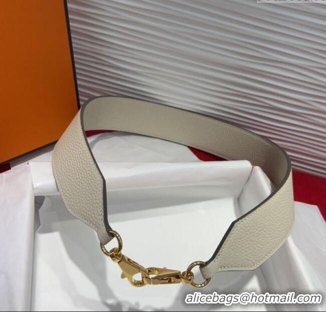 Super Quality Hermes Kelly Pocket Shoulder Strap in Leather 4x68cm HS091203 White/Gold 2025