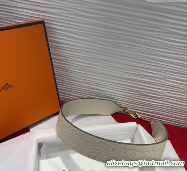 Super Quality Hermes Kelly Pocket Shoulder Strap in Leather 4x68cm HS091203 White/Gold 2025