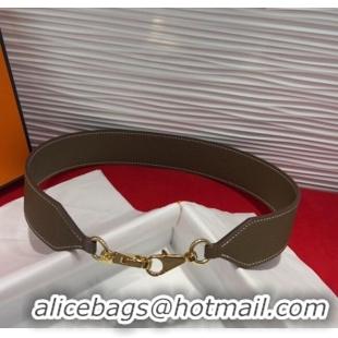 Spot Bulk Hermes Kelly Pocket Shoulder Strap in Leather 4x68cm HS091203 Grey/Gold 2025