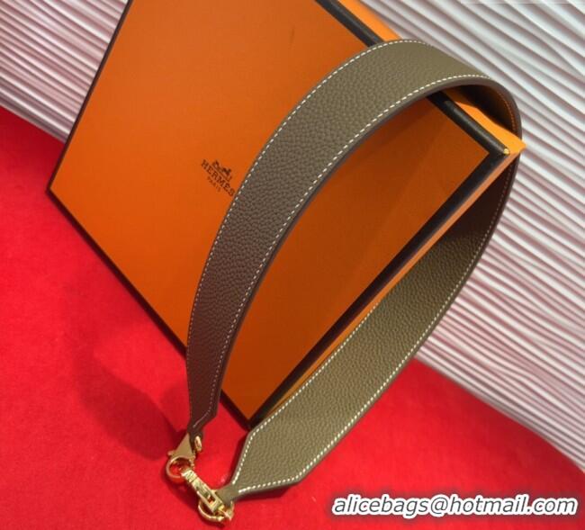 Spot Bulk Hermes Kelly Pocket Shoulder Strap in Leather 4x68cm HS091203 Grey/Gold 2025