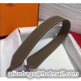 Spot Bulk Hermes Kelly Pocket Shoulder Strap in Leather 4x68cm HS091203 Grey/Silver 2025