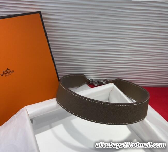 Spot Bulk Hermes Kelly Pocket Shoulder Strap in Leather 4x68cm HS091203 Grey/Silver 2025