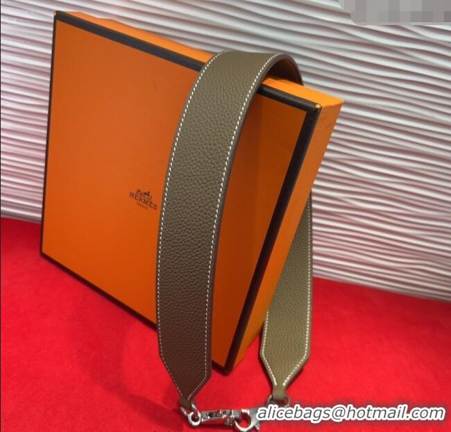 Spot Bulk Hermes Kelly Pocket Shoulder Strap in Leather 4x68cm HS091203 Grey/Silver 2025