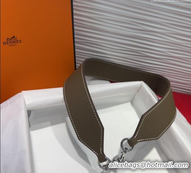 Spot Bulk Hermes Kelly Pocket Shoulder Strap in Leather 4x68cm HS091203 Grey/Silver 2025