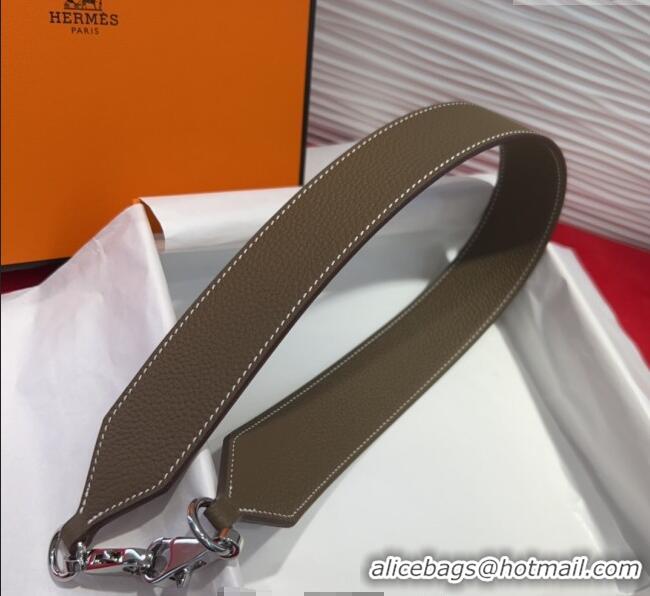 Spot Bulk Hermes Kelly Pocket Shoulder Strap in Leather 4x68cm HS091203 Grey/Silver 2025