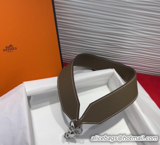 Spot Bulk Hermes Kelly Pocket Shoulder Strap in Leather 4x68cm HS091203 Grey/Silver 2025