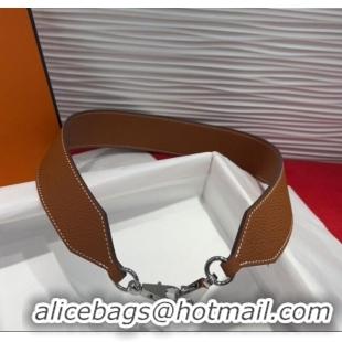 New Fashion Hermes Kelly Pocket Shoulder Strap in Leather 4x68cm HS091203 Brown/Silver 2025