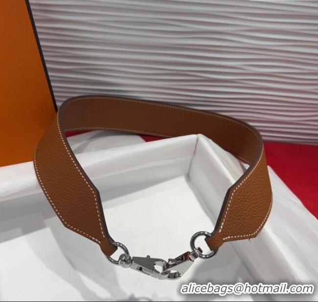 New Fashion Hermes Kelly Pocket Shoulder Strap in Leather 4x68cm HS091203 Brown/Silver 2025