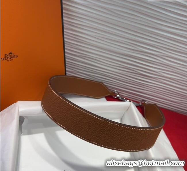 New Fashion Hermes Kelly Pocket Shoulder Strap in Leather 4x68cm HS091203 Brown/Silver 2025