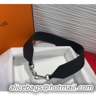 New Product Hermes Kelly Pocket Shoulder Strap in Leather 4x68cm HS091203 Black/Silver 2025