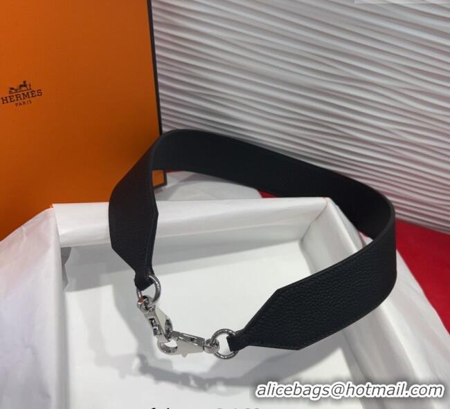 New Product Hermes Kelly Pocket Shoulder Strap in Leather 4x68cm HS091203 Black/Silver 2025