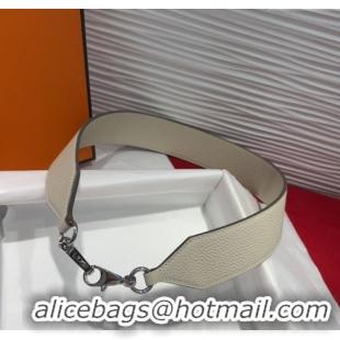 New Design Hermes Kelly Pocket Shoulder Strap in Leather 4x68cm HS091203 White/Silver 2025