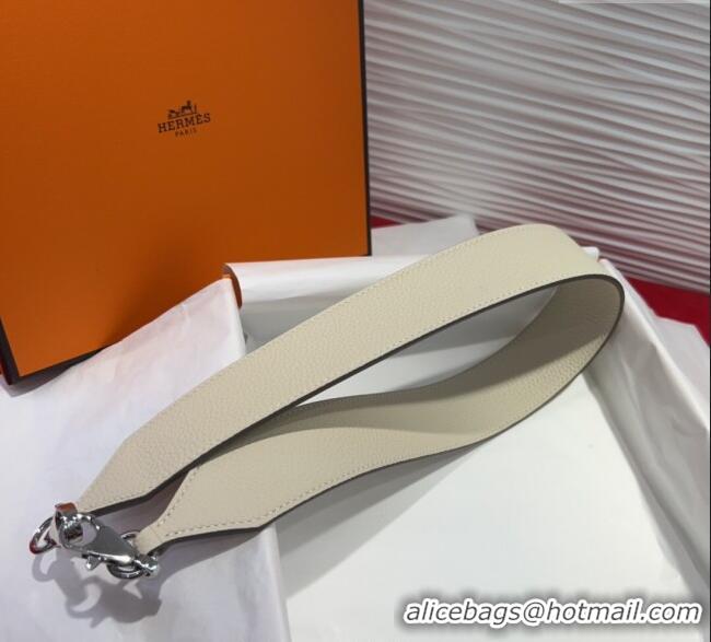 New Design Hermes Kelly Pocket Shoulder Strap in Leather 4x68cm HS091203 White/Silver 2025
