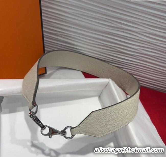 New Design Hermes Kelly Pocket Shoulder Strap in Leather 4x68cm HS091203 White/Silver 2025