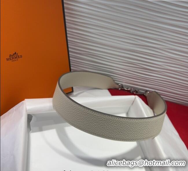 New Design Hermes Kelly Pocket Shoulder Strap in Leather 4x68cm HS091203 White/Silver 2025