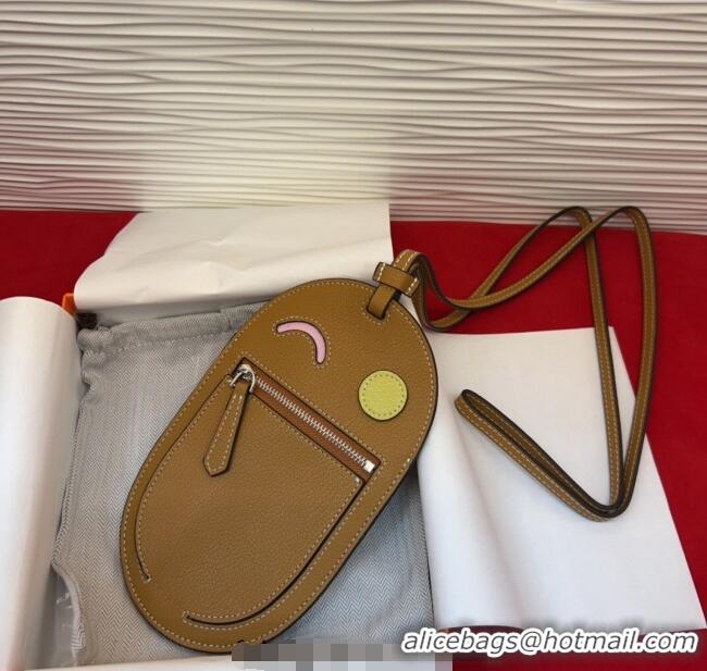 New Product Hermes In The Loop Phone To Go Wink Large Pouch in Leather H2140 Brown 2025