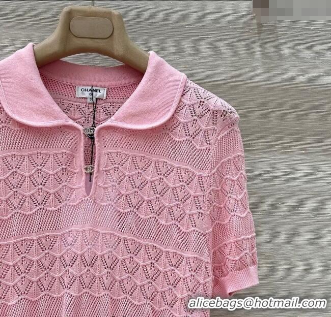 Best Price Chanel Knit Top with Strass CC CH061201 Pink 2025