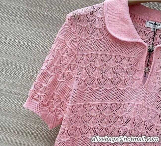 Best Price Chanel Knit Top with Strass CC CH061201 Pink 2025