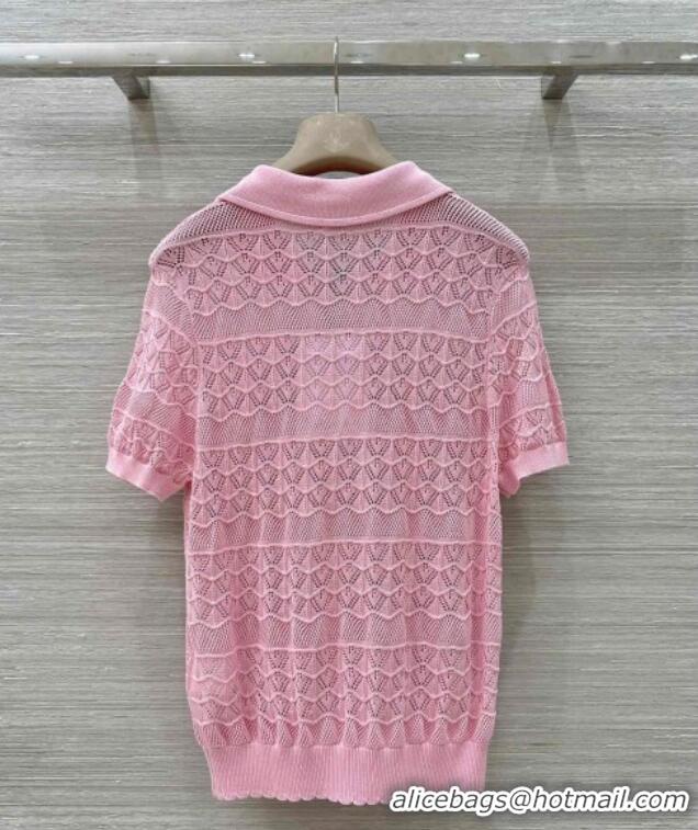 Best Price Chanel Knit Top with Strass CC CH061201 Pink 2025