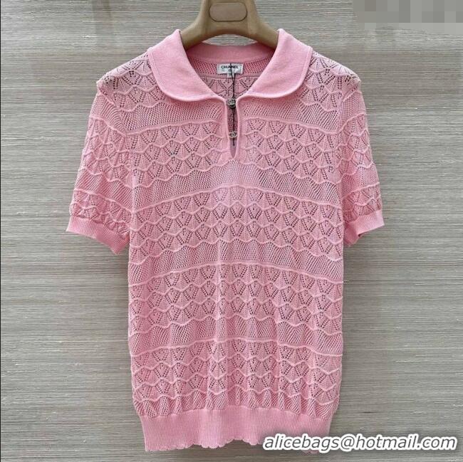 Best Price Chanel Knit Top with Strass CC CH061201 Pink 2025
