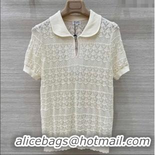 Luxury Classic Chanel Knit Top with Strass CC CH061201 White 2025