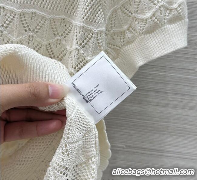 Luxury Classic Chanel Knit Top with Strass CC CH061201 White 2025