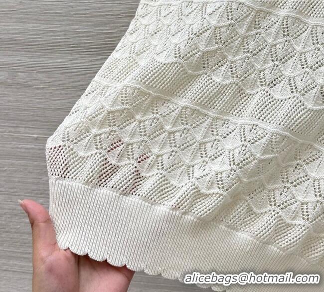 Luxury Classic Chanel Knit Top with Strass CC CH061201 White 2025