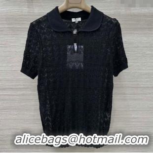 ​Most Popular Chanel Knit Top with Strass CC CH061201 Black 2025