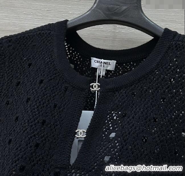 ​Most Popular Chanel Knit Top with Strass CC CH061201 Black 2025