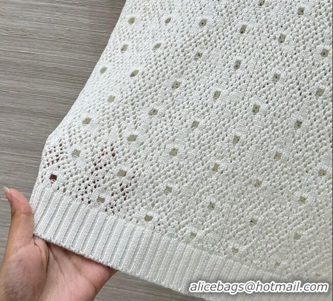 ​New Cheap Chanel Knit Wool T-Shirt with Strass CC CH061201 White 2025