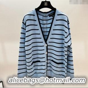 ​Free Shipping Cheap Chanel Striped Cardigan CH061212 Blue 2025