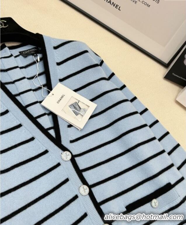 ​Free Shipping Cheap Chanel Striped Cardigan CH061212 Blue 2025