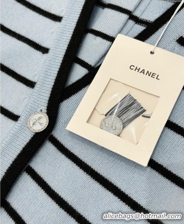 ​Free Shipping Cheap Chanel Striped Cardigan CH061212 Blue 2025