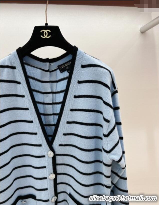 ​Free Shipping Cheap Chanel Striped Cardigan CH061212 Blue 2025