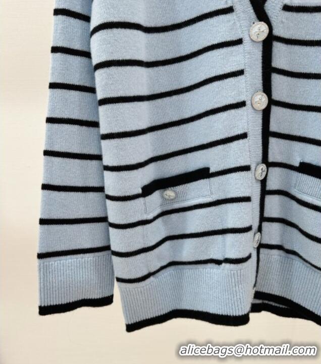 ​Free Shipping Cheap Chanel Striped Cardigan CH061212 Blue 2025