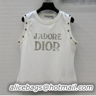 Top Design Dior Cotton Vest with Studs DR061202 White 2025