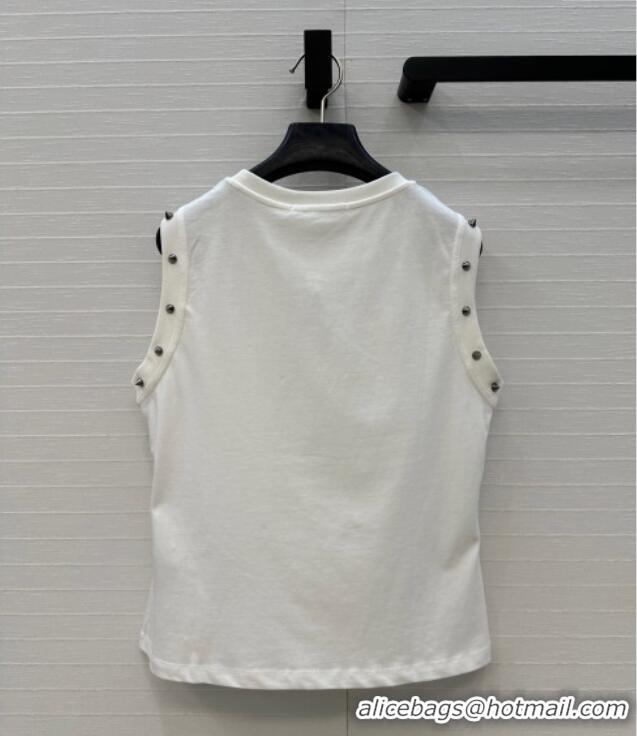 Top Design Dior Cotton Vest with Studs DR061202 White 2025