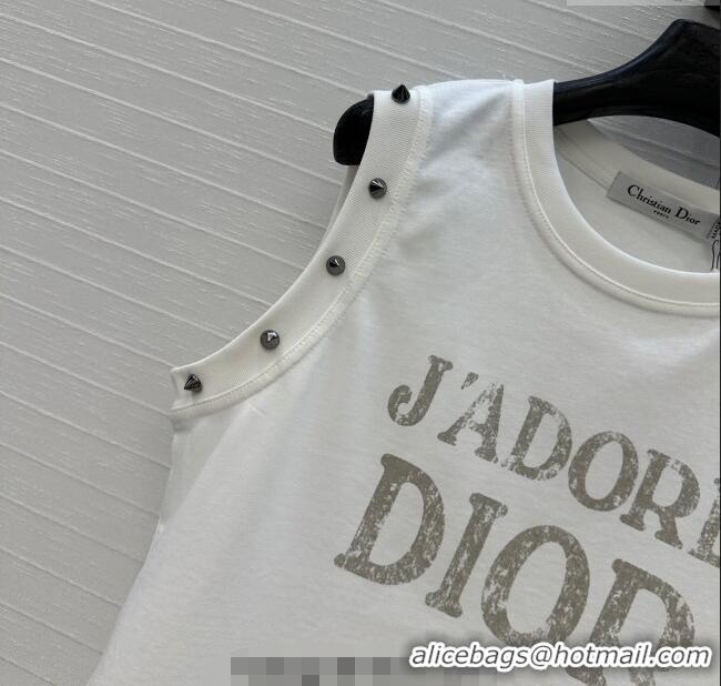 Top Design Dior Cotton Vest with Studs DR061202 White 2025