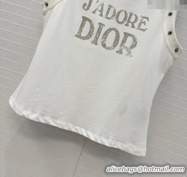Top Design Dior Cotton Vest with Studs DR061202 White 2025