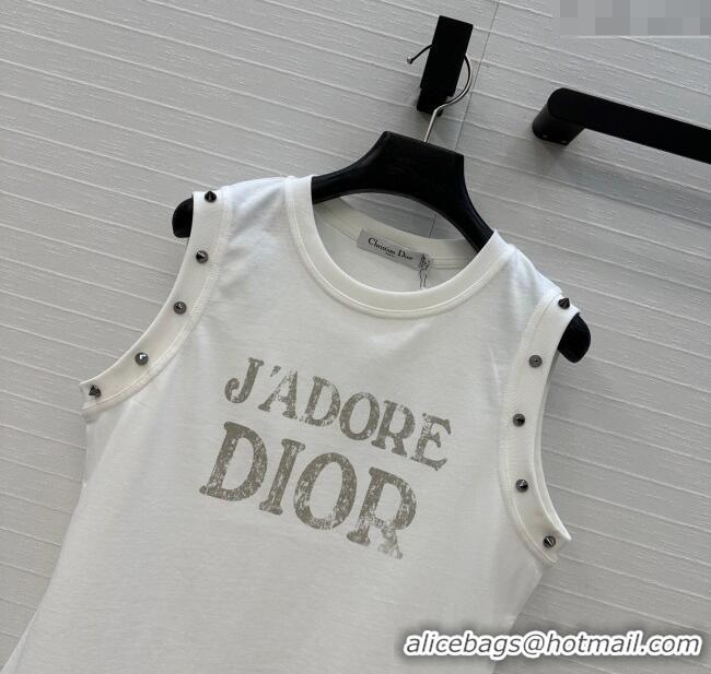Top Design Dior Cotton Vest with Studs DR061202 White 2025